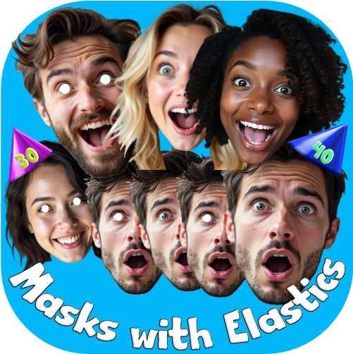 Party personalised face masks with elastics