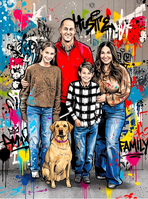 Personalized Graffiti Portrait, Colourful Watercolour & Street Art Style